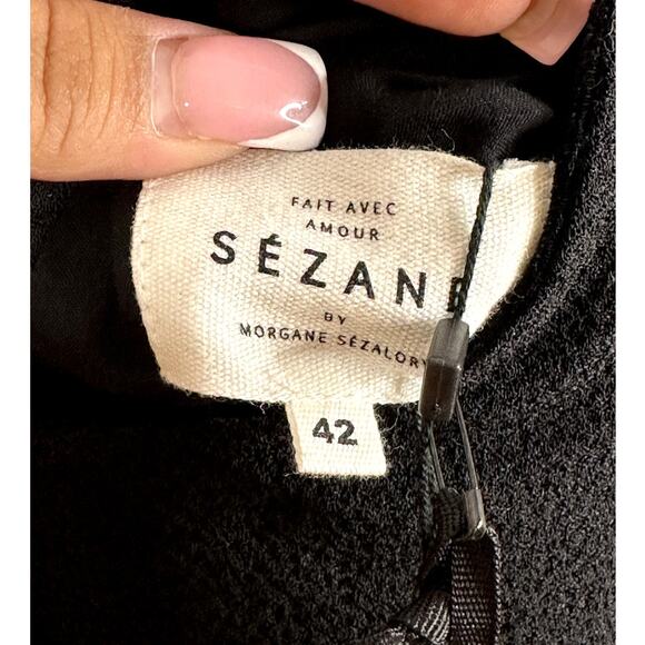 NWT Sezane Combi Pantalon Elena Black Jumpsuit Straight Leg Formal Slim Size 10 - Picture 11 of 12